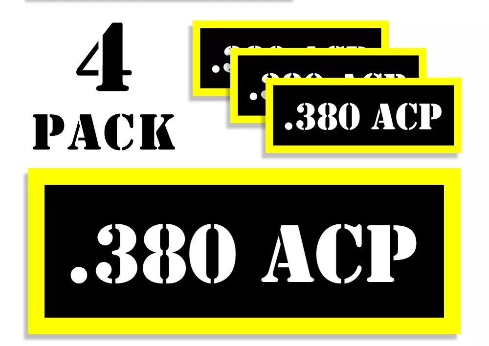 380 ACP Ammo Can Label Stickers Decal Ammunition (4 pack)