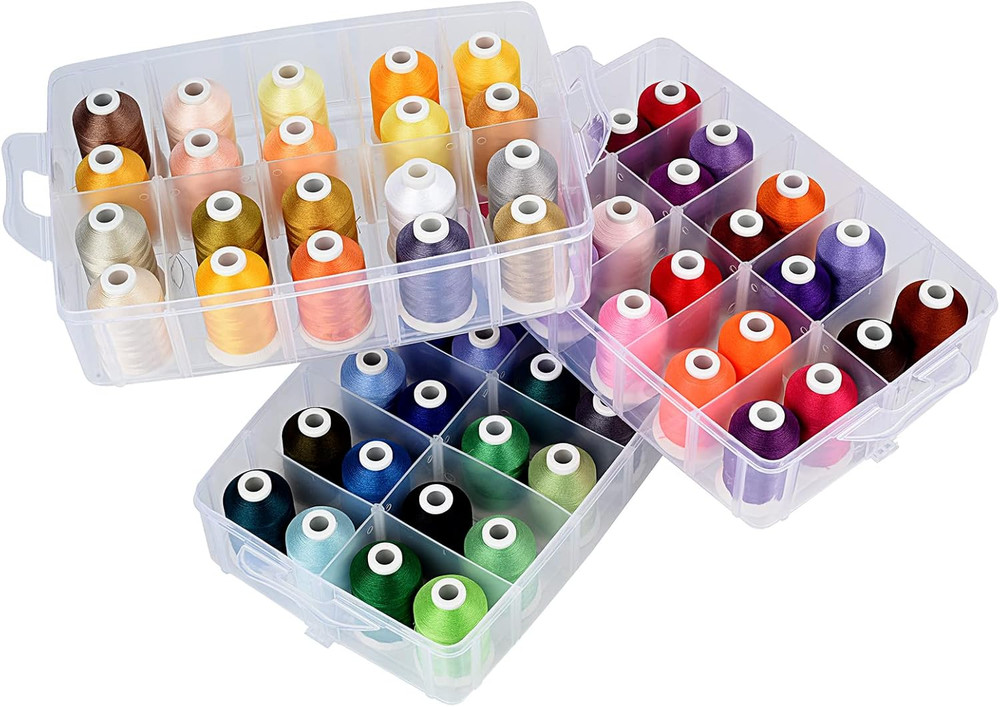 63-Color Embroidery Thread Kit – 63 Spools 550 Yards Each, 40WT Polyester Thread
