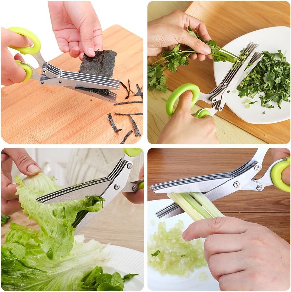 Stainless Steel 5 Blade Professional Shredding Scissors Sharp Herb Kitchen Tool