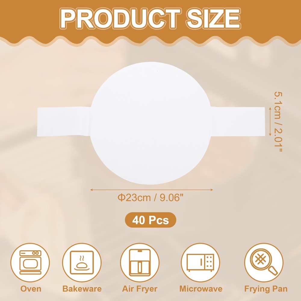 40 Sheets Parchment Paper Rounds, 9" Circle Baking Sheets, White