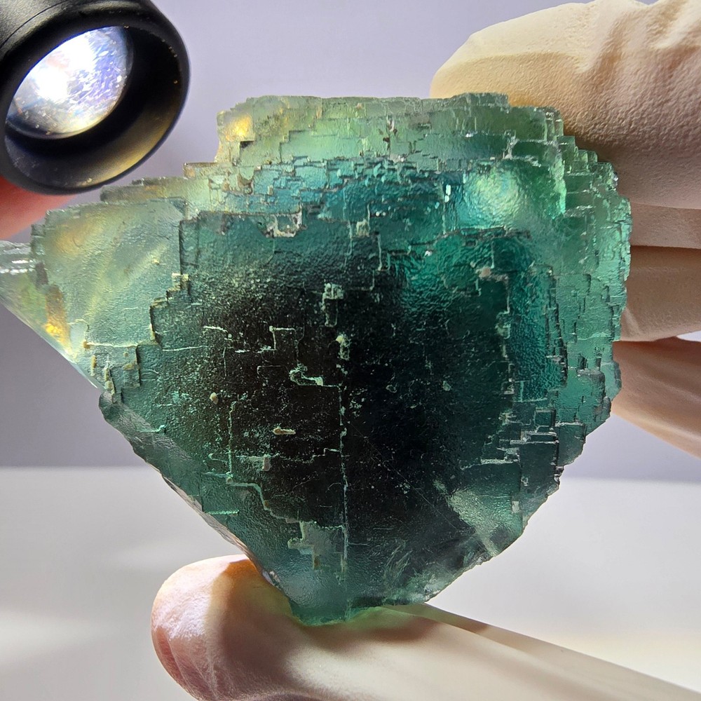 Clear Phantom Fluorite Cube Specimen, parquetted green Okorusu, Namibia