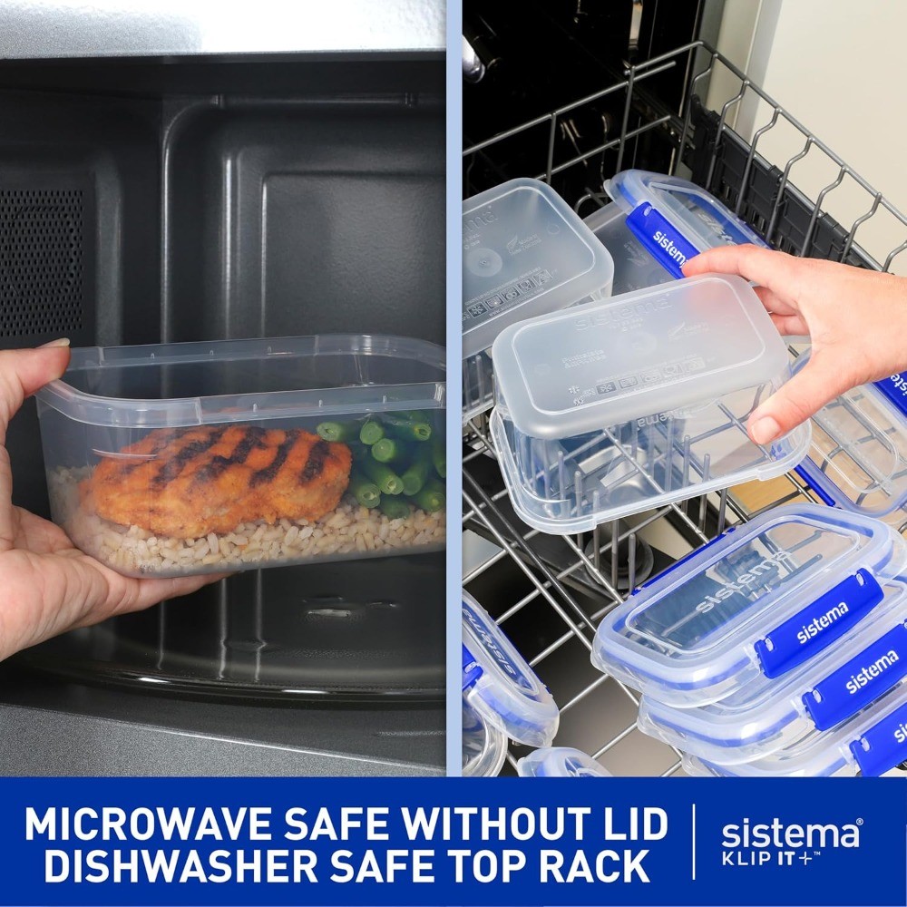 Food Storage Container, 7 L, Airtight & Stackable,BPA-Free,Clear with Blue Clips