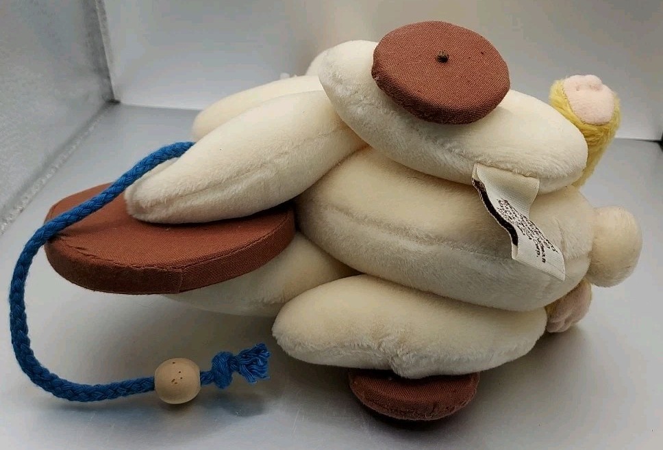 PULL-A-LONG PLUSH Bunny & Bear On Wheels PULL TOY 1998 Enesco Cherished Teddies