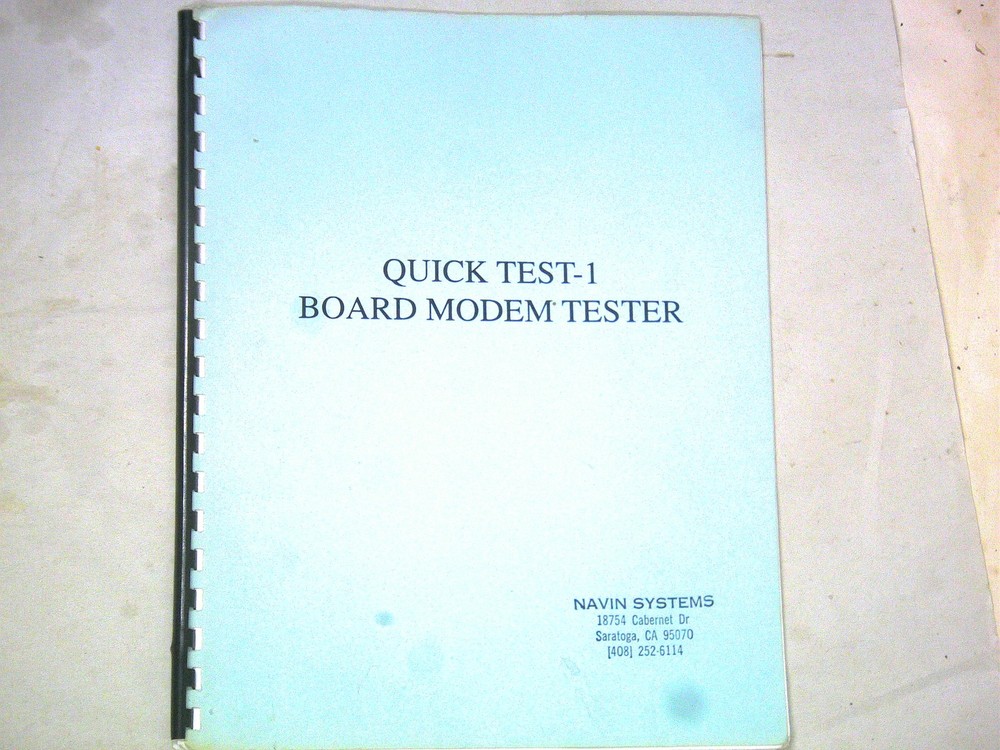 Navin Systems QuickTest-1 Board Modem Tester User Manual