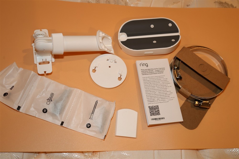 Ring Pole and Wall mount bracket for camera and solar panel.