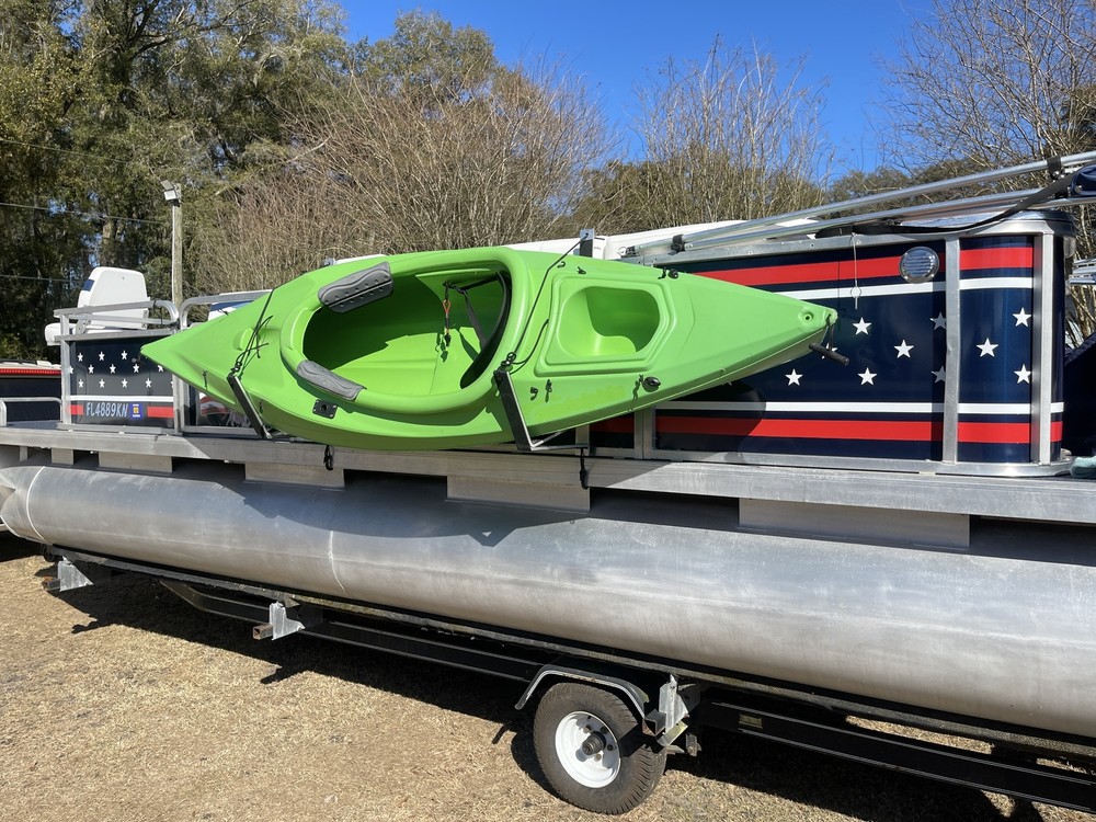 Pontoon Boat Kayak Solution with Storage Rack