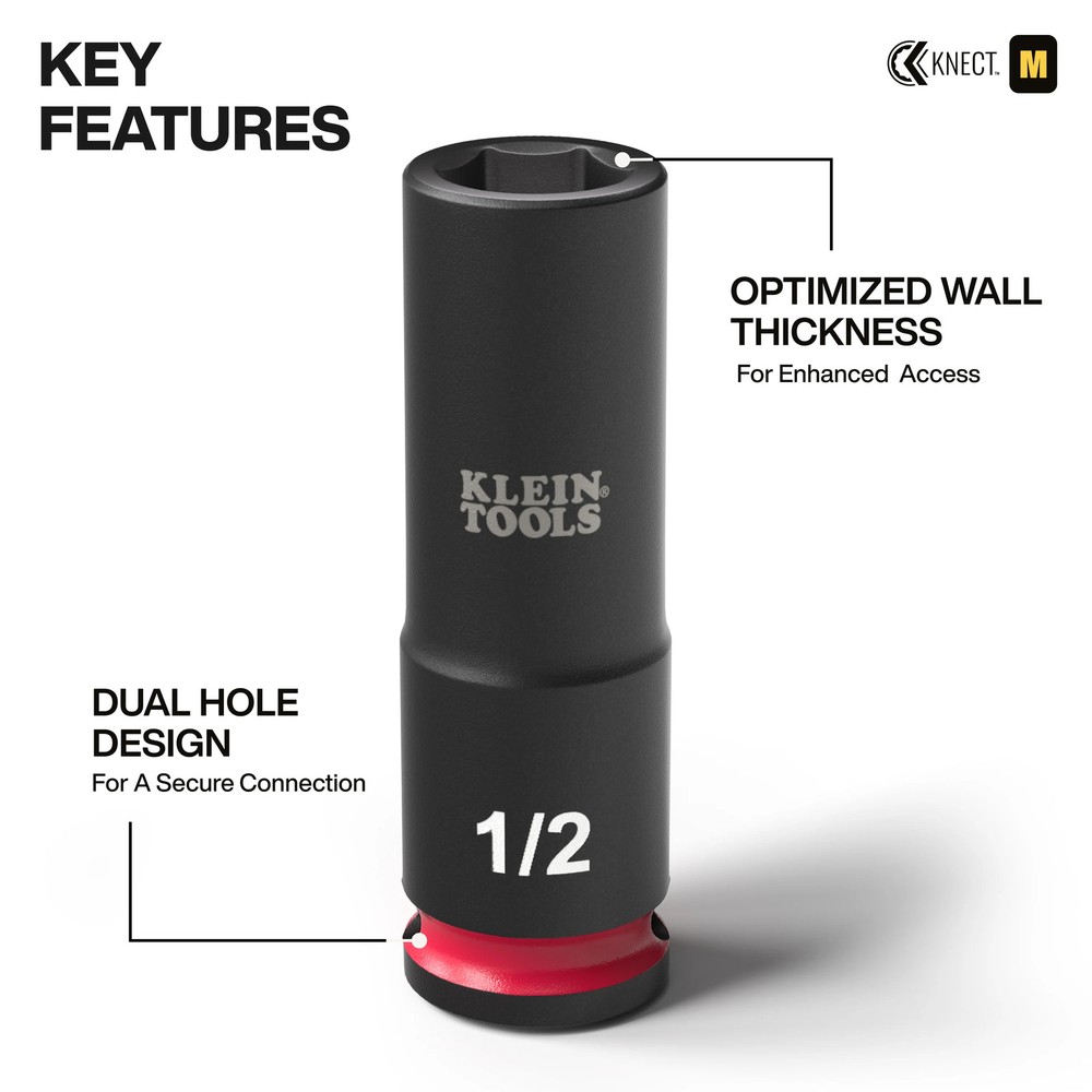 Klein Tools 65121IMPCT KNECT Deep-Well 3/8" Drive Socket Set, SAE and Metric