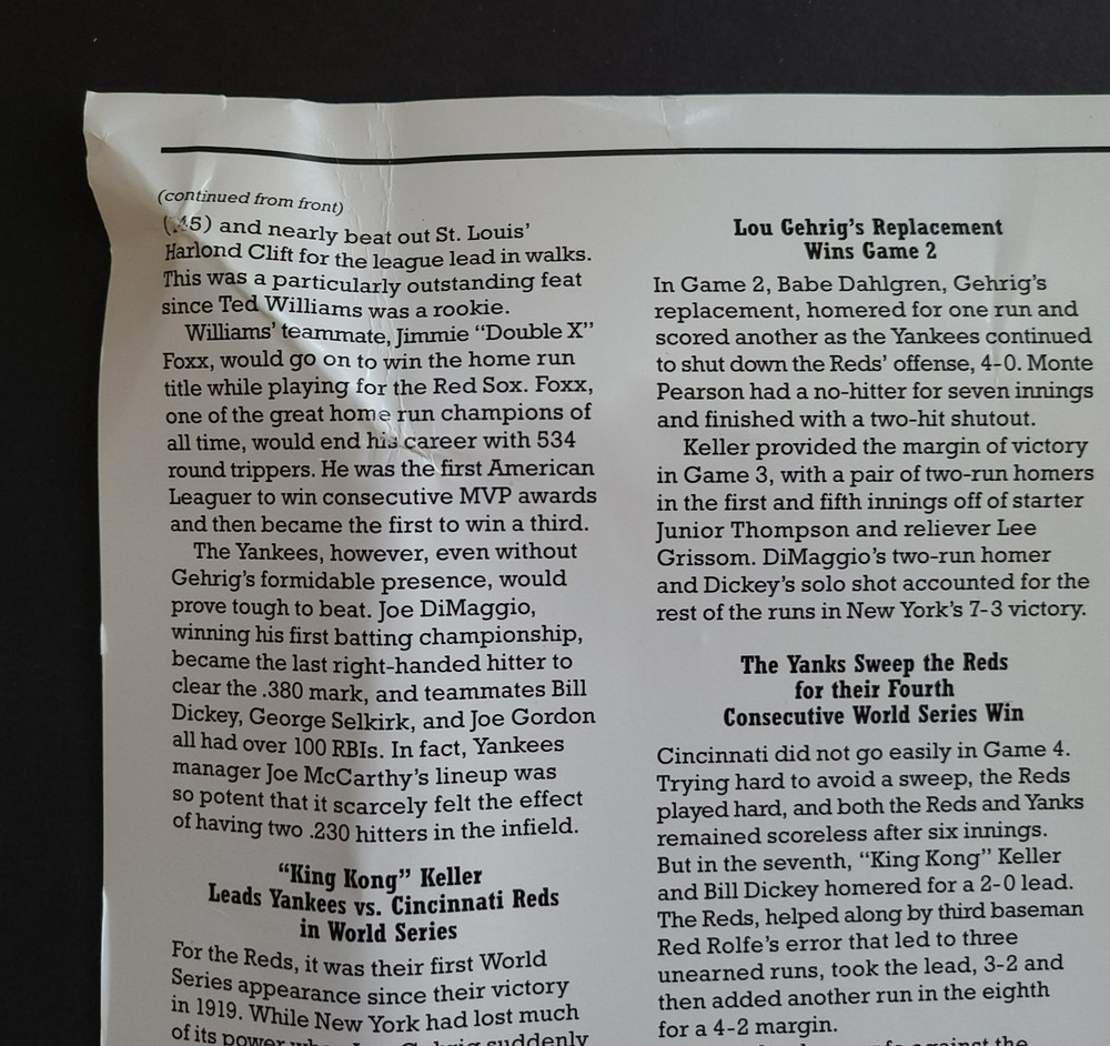 Baseball Centennial Uniform Patch 1939 Willabee & Ward Cooperstown Collection