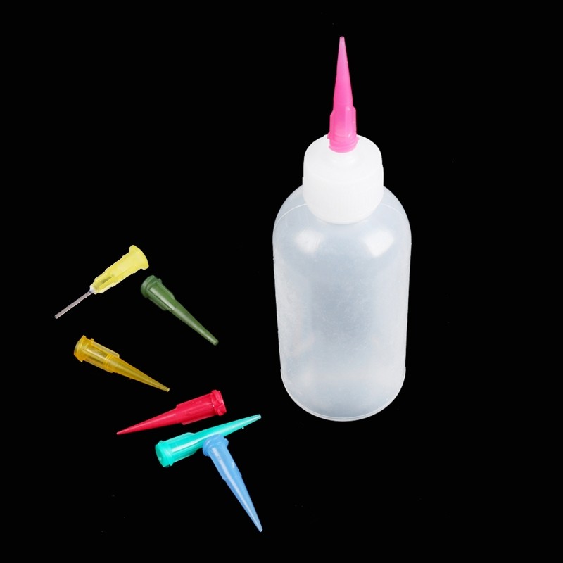 Kitchen Plastic Squeeze Bottle Refillable Condiment Container with 7 Nozzles