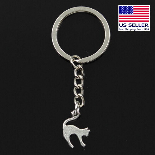 Jumping Cat Silver Pendant Keychain Gift Key Chain