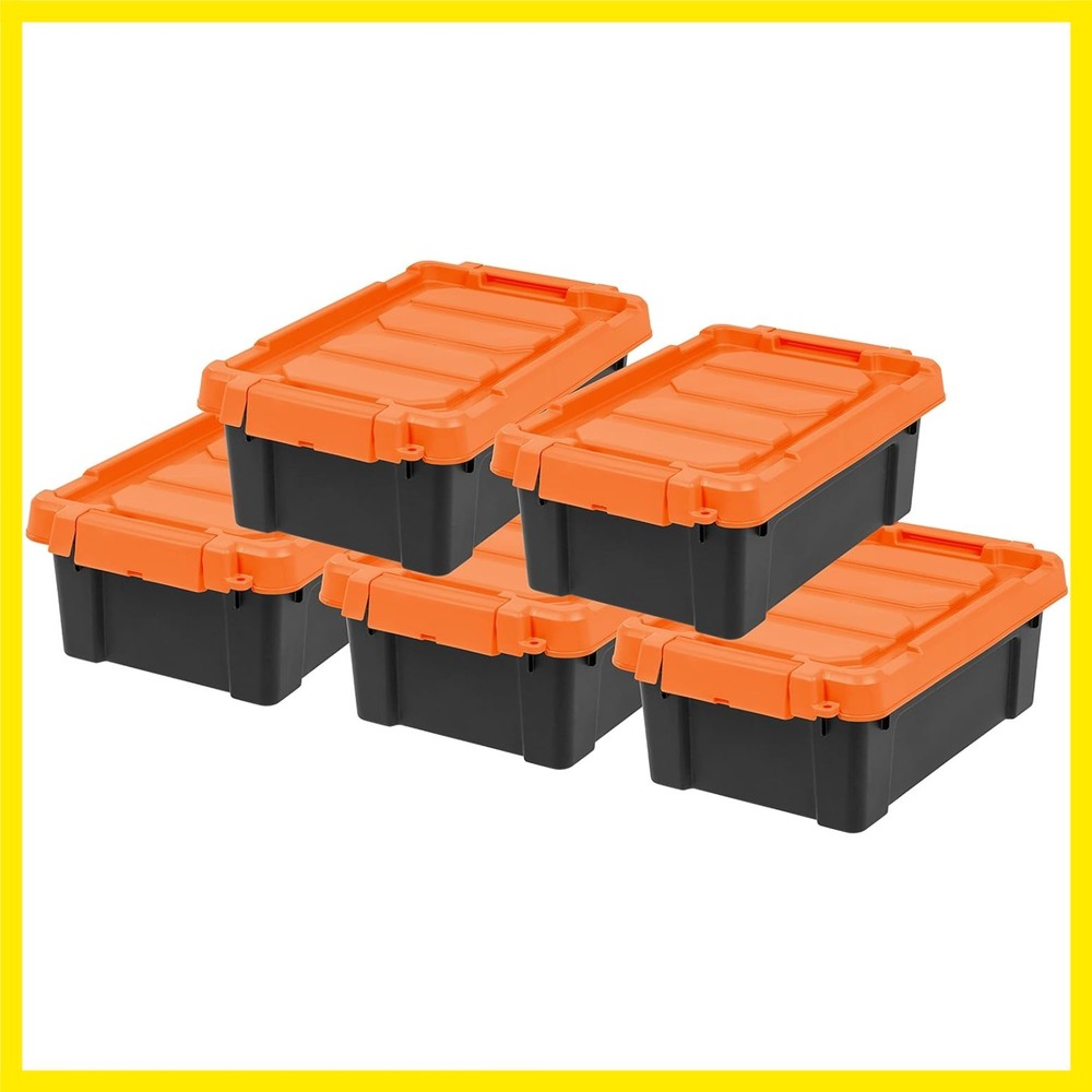 3 Gallon Lockable Storage Bins with Lids, 5 Pack - , Heavy Duty, Stackable Co...