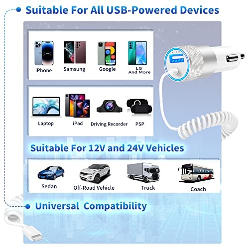[Apple MFi Certified] iPhone 4.8A 6FT Lightning Coiled Titanium Alloy White
