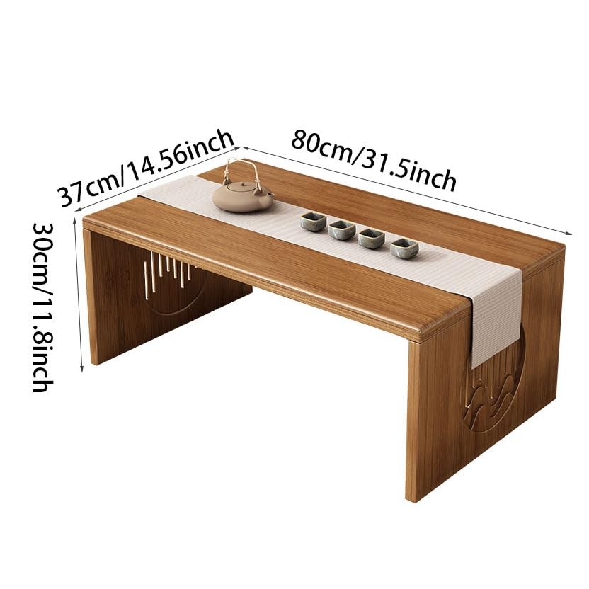 Foldable Japanese Floor Table 100% Solid Wood Folding Coffee Table, 80*37