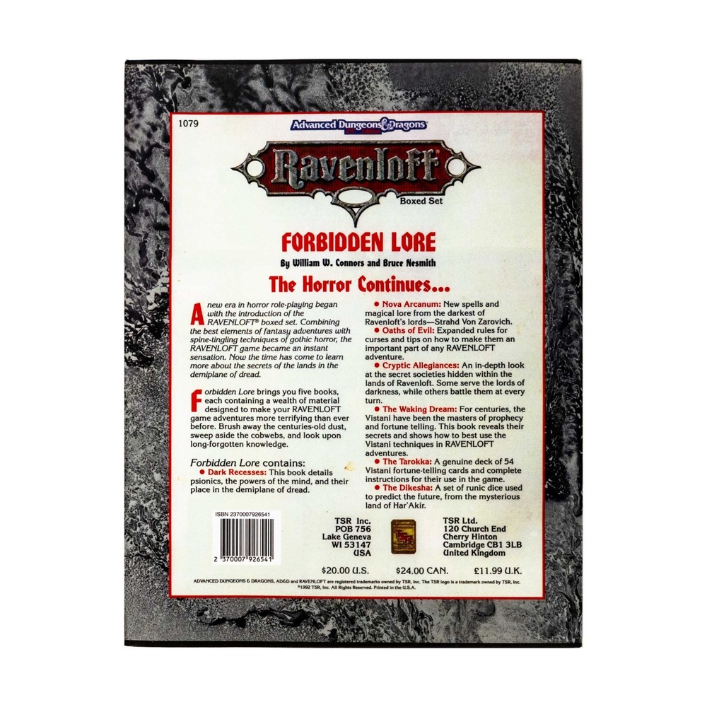 TSR Ravenloft Forbidden Lore (POD, Standard Color) EX