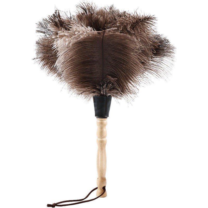 Ostrich Feather Duster 14" Natural Handheld Reusable Feathers Dusters W/ Handle