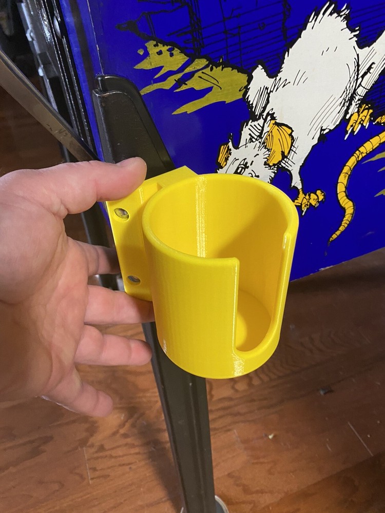 Pinball Machine Cup/Drink/Pop/Soda Holder Front or Side Mount - YELLOW