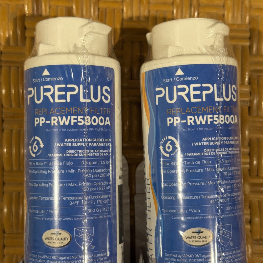 2 (two) PurePlus PP-RWF5800A-S HIGH CAPACITY REFRIGERATOR WATER FILTER