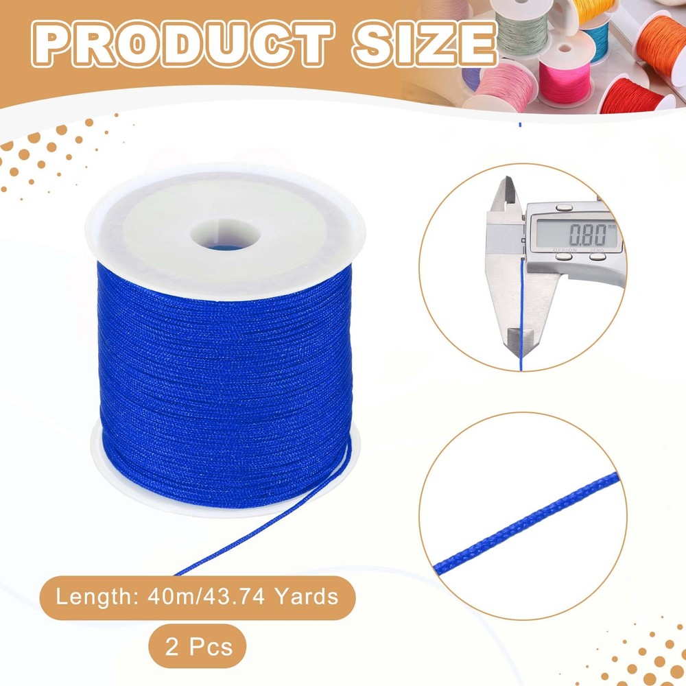 2 pcs 0.8mm String for Bracelets, 44 Yards Beading Thread(Dark Blue)