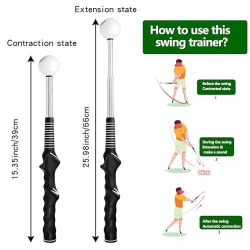Retractable Golf Swing Trainer, for Low Ceiling & Indoor & Outdoor Practice,