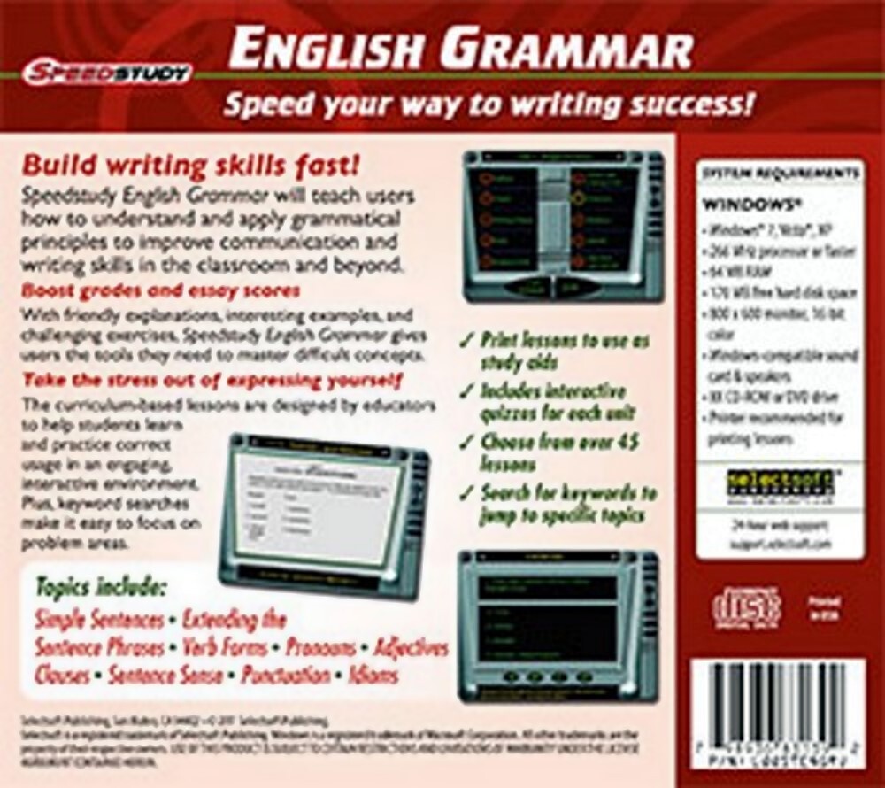 Speedstudy English Grammar 45+ Lessons Age1 0+ PC Software Sealed New
