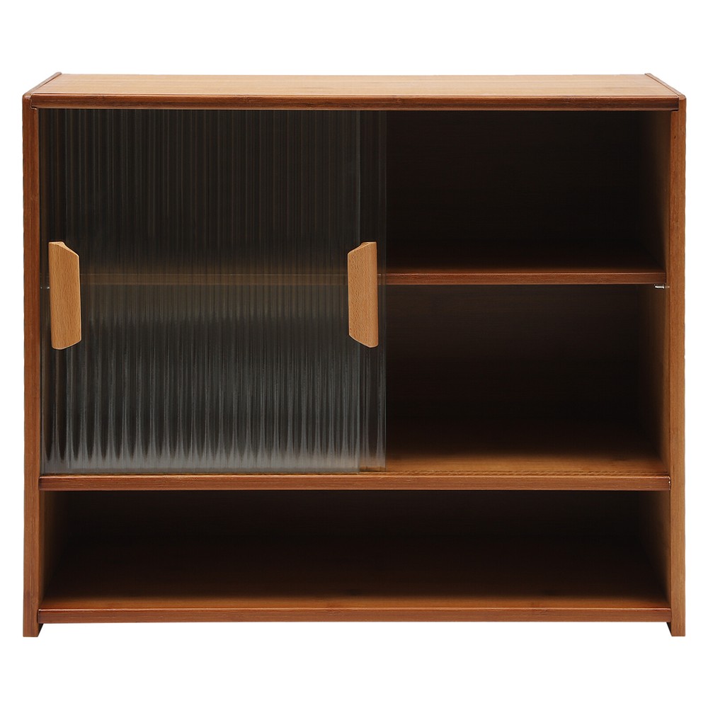 Bamboo Kitchen Pantry Sideboard Small Storage Cabinet Sliding Door Cupboard