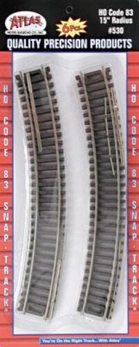 Atlas Code 83 Curved Sections - 15'' Radius pkg(6) - HO Scale Nickel Silver