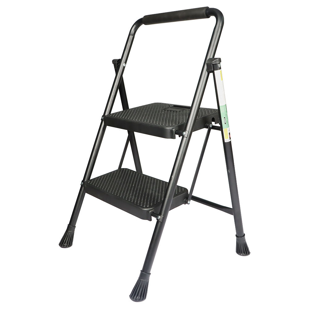 2 Step Ladder Retractable Handgrip Folding Step Stool with Anti-Slip