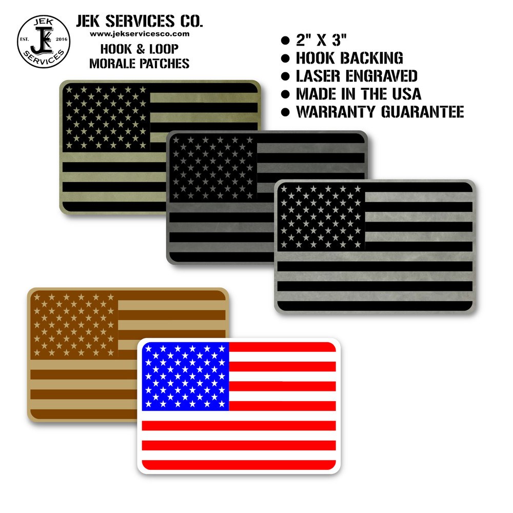 American Flag Tactical Morale Patch, Composite Engraved, 2" X 3", Hook & Loop