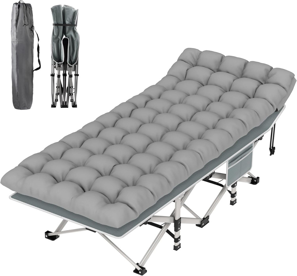 Camping Cot, Folding Camping Cot Bed for Adults Sleeping 1200D Double Layer Oxfo