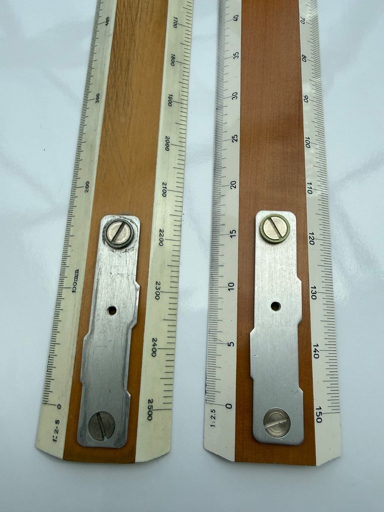 Drafting machine scale rules pair Ozalid 12” & 20”