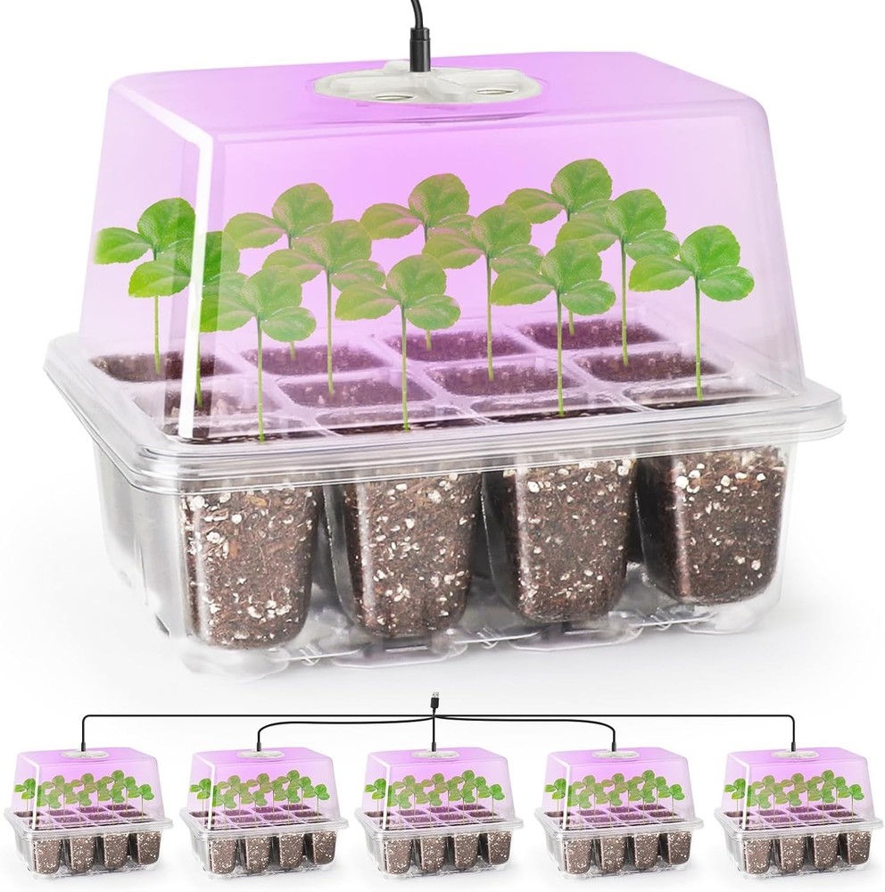 Complete Seed Starter Kit with Grow Light and Humidity Domes