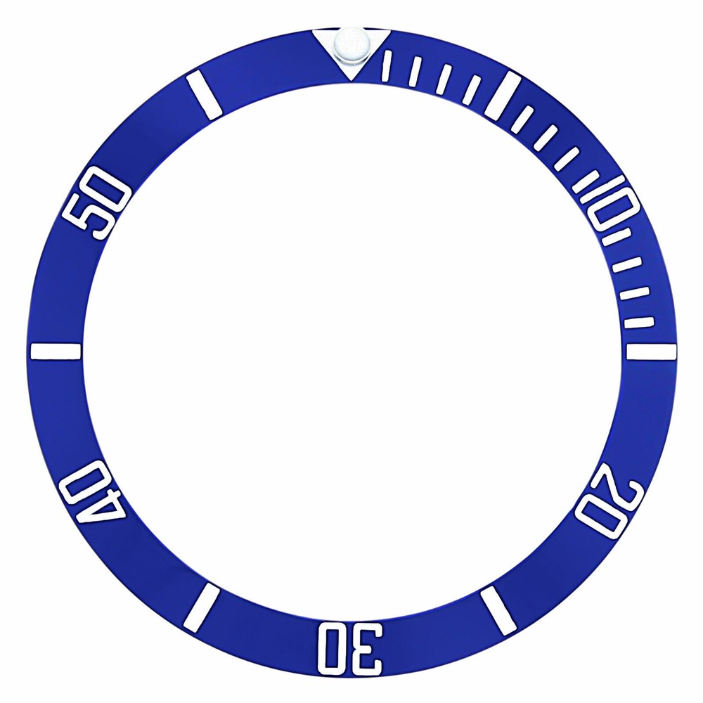 REPLACEMENT BEZEL INSERT BLUE WITH SILVER FONT CERAMIC FOR WATCH 41MM X 30.50MM