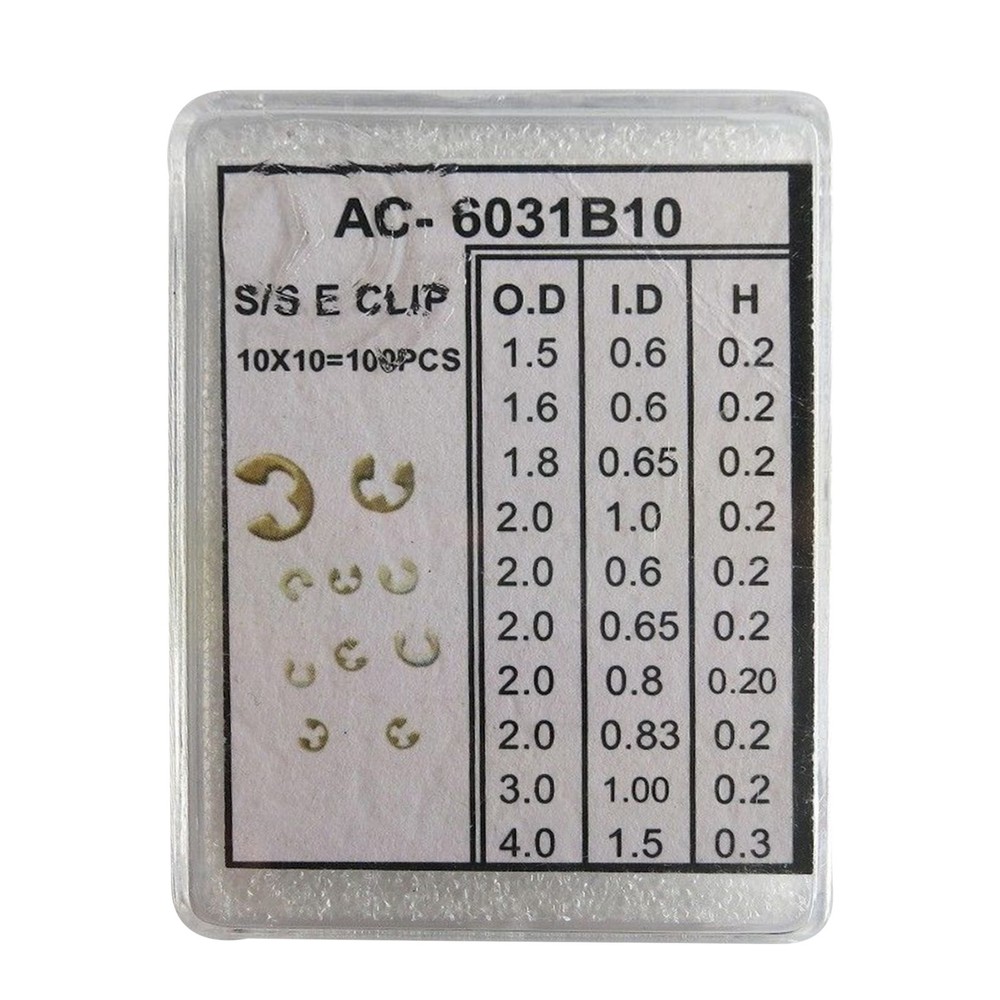 Assorted 90Pcs Of 9 Sizes Chronograph Watch Pusher Button C-clip E Clip Ring