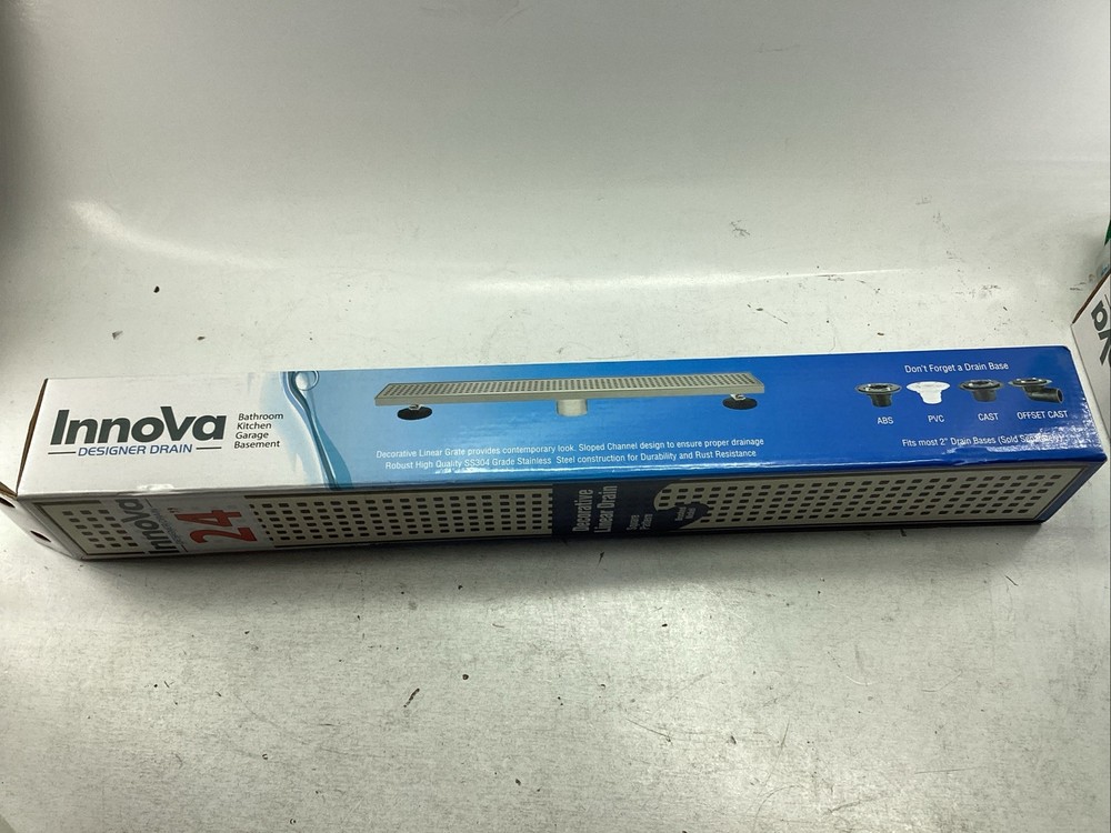 Innova PF3001-BN Linear Shower Drain 24" Square Pattern Brushed Nickel