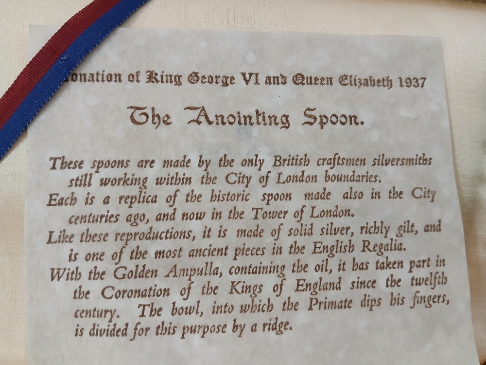 1937 King George VI Queen Elizabeth II Anointing Solid Silver/ Gilt 6 Spoon Set