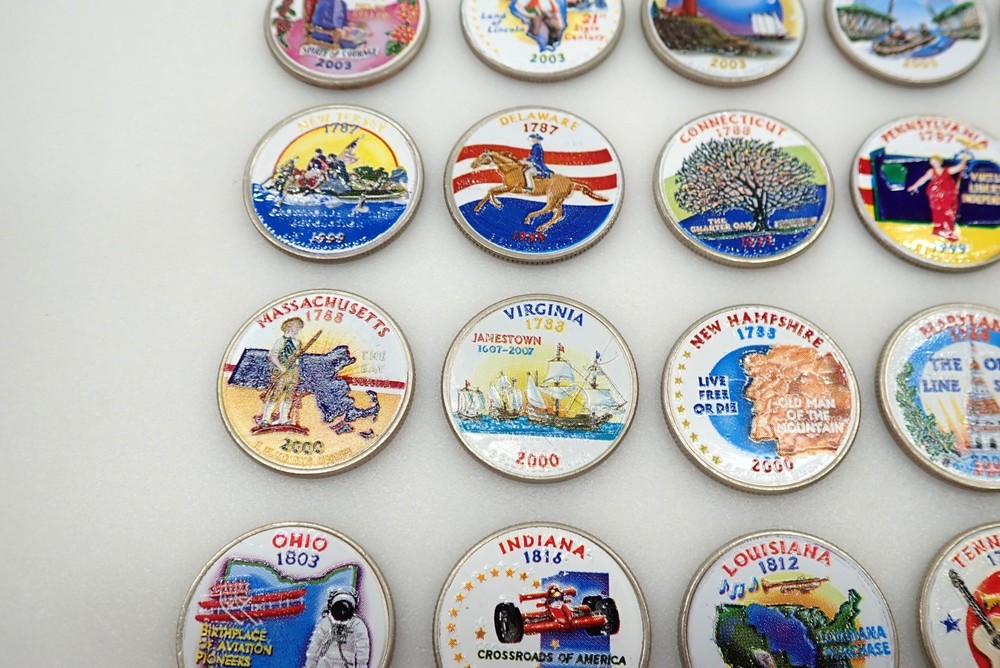 25 Colorized US State Quarters Collection Painted Statehood Quarters Set