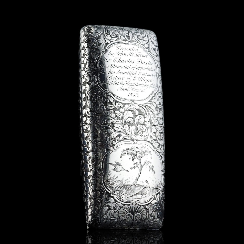 Antique Victorian Silver Cigar/Cheroot Case Profusely Engraved - Nathaniel Mills