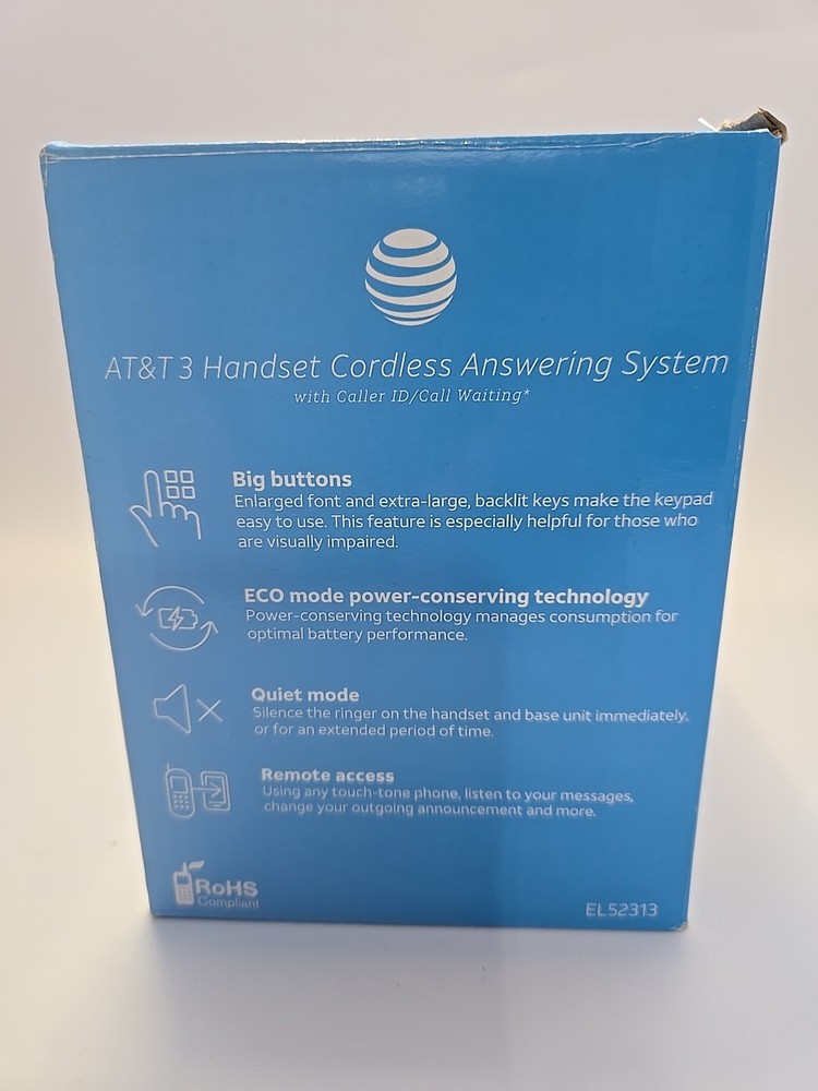AT&T Expandable Cordless Phone System Answering Machine 3 Handsets Backlit Keys