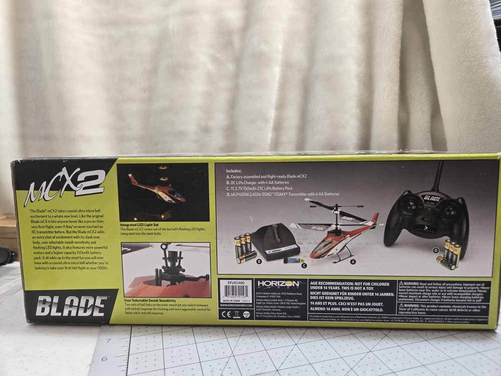 UNTESTED AS IS Blade MCX2 BNF EFLH2400 Coaxial Ultra Micro Heli Adjustable