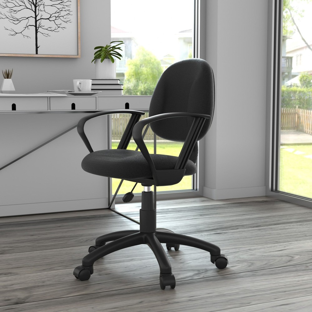 Boss Black Deluxe Posture Chair W/ Loop Arms MODEL # B317-BK