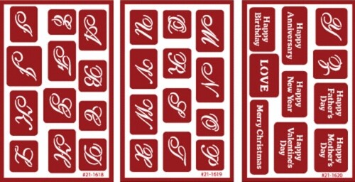 Armour Re-Usable Self Stick Over n Over Glass Etching 3 Stencils ~ ONO Script