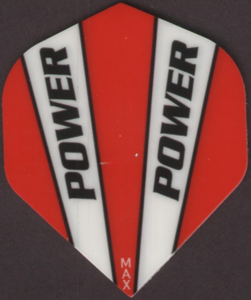 Red & White POWER MAX Dart Flights: 150 Microns Thick: 3 per set
