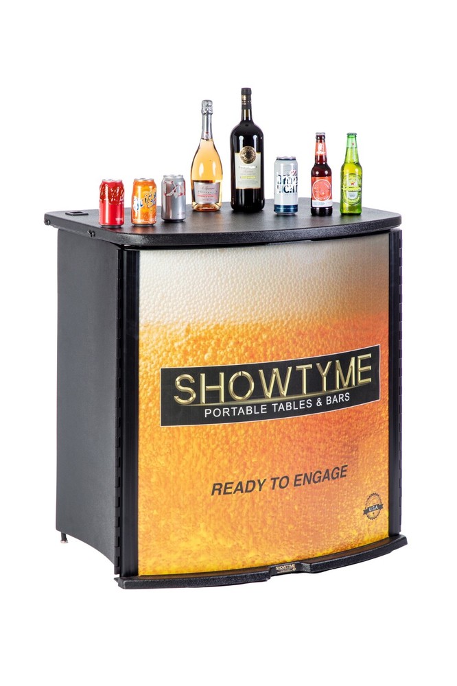 Premium Portable Table, built-in wheels, super durable, easy setup, folding bar