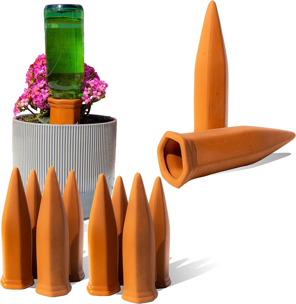 10-Pack Natural Self Watering Spikes - Terracotta - 10-pack / Terra-cotta