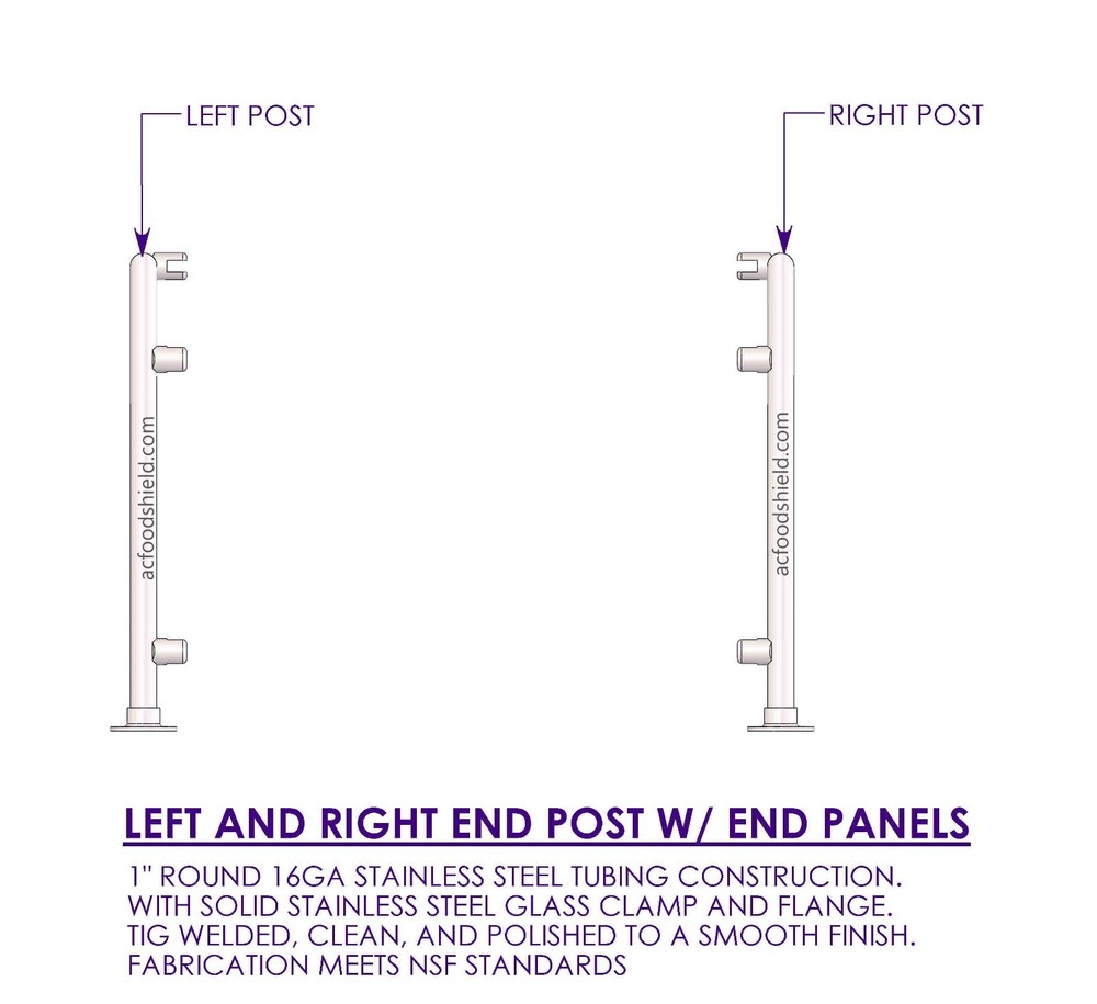 Sneeze Guard Post L-SHAPE POST BRACKET WITH END PANELS