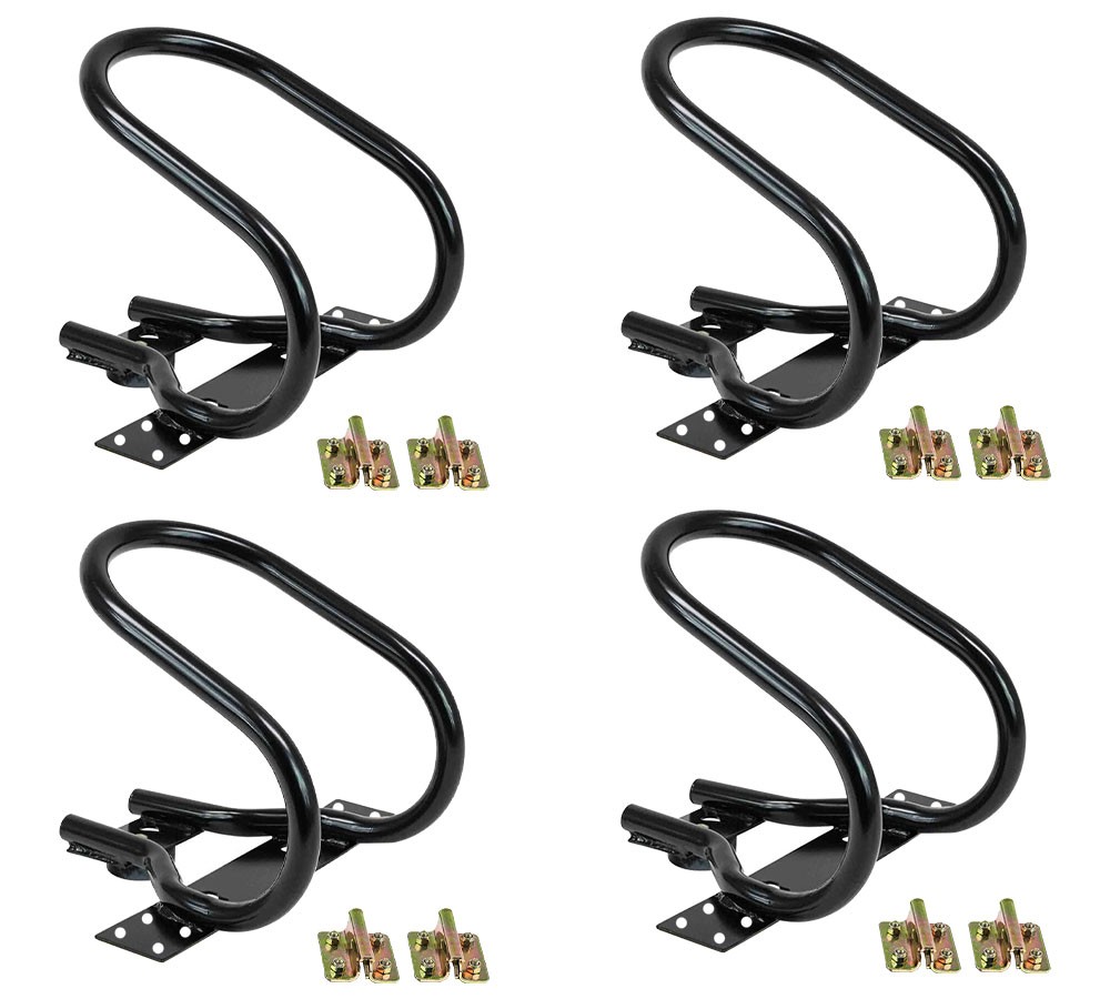 (4 Pack) 7" Motorcycle Wheel Chock Steel for E-Track / X-Track System - Black