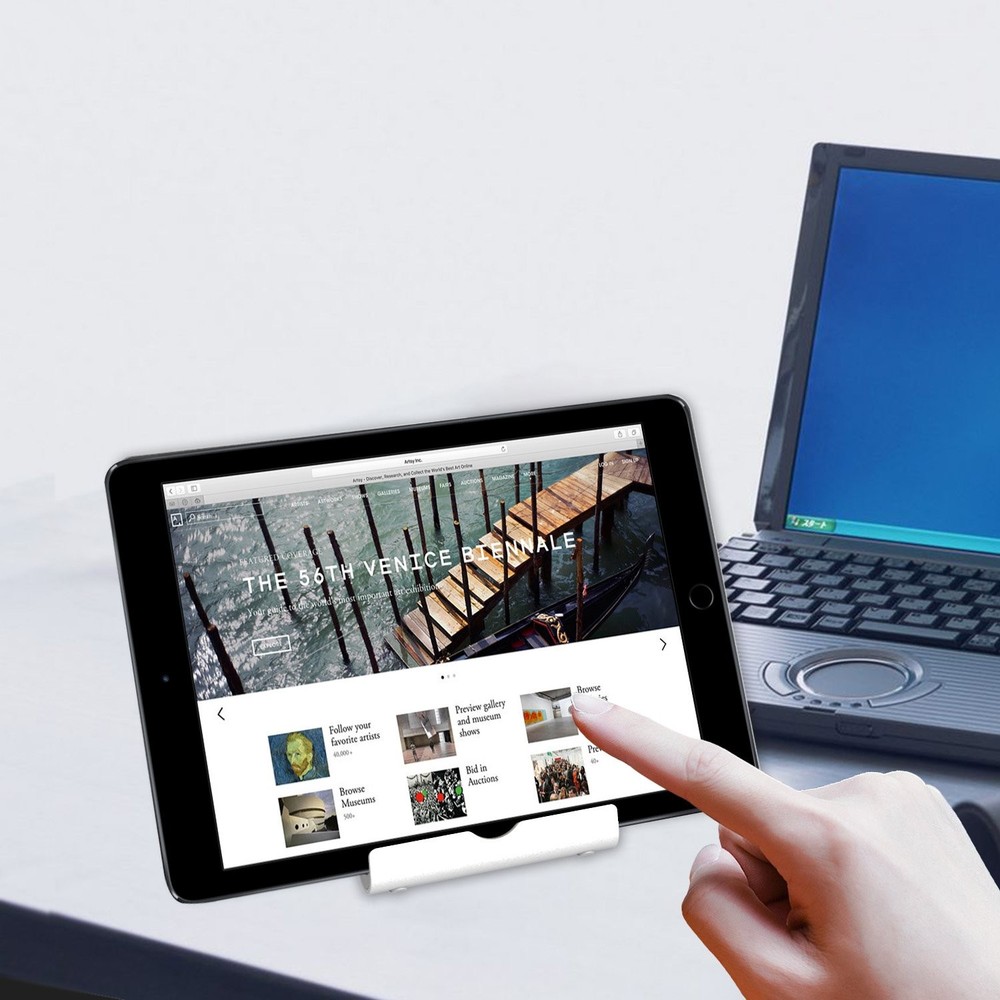 JETech Tablet Stand, Adjustable Portable Desktop Holder, Foldable Dock Silver