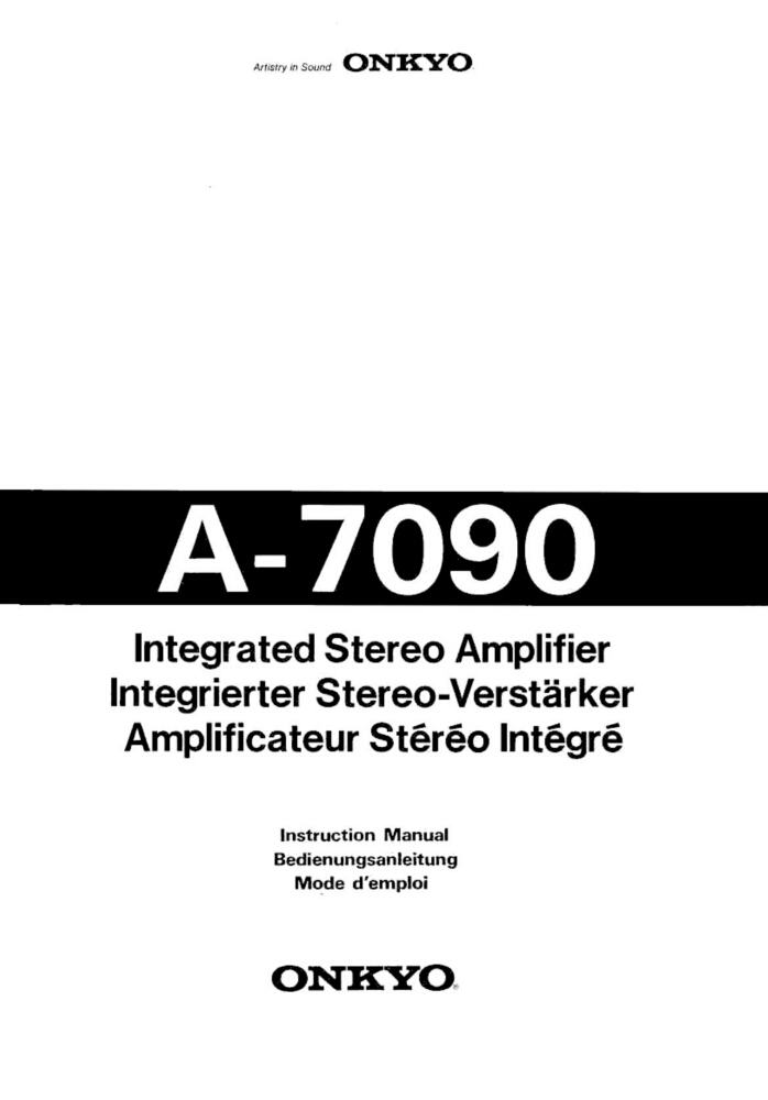 Onkyo A-7090 Amplifier Owners Manual