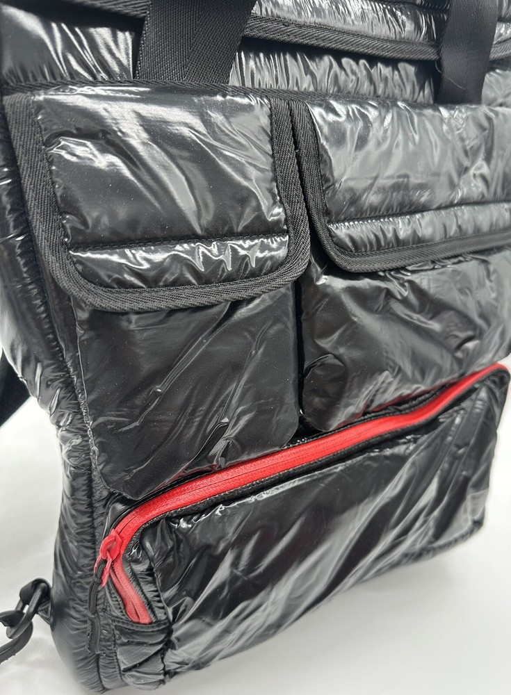 iSkin Collaboration DUCATI Black Redline Nylon Backpack Multi with Pockets Bag
