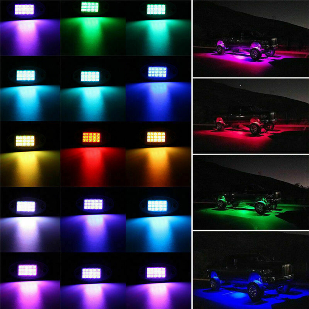 20 Pods RGB LED Rock Lights Kit Offroad Truck Underbody Neon Music Bluetooth APP